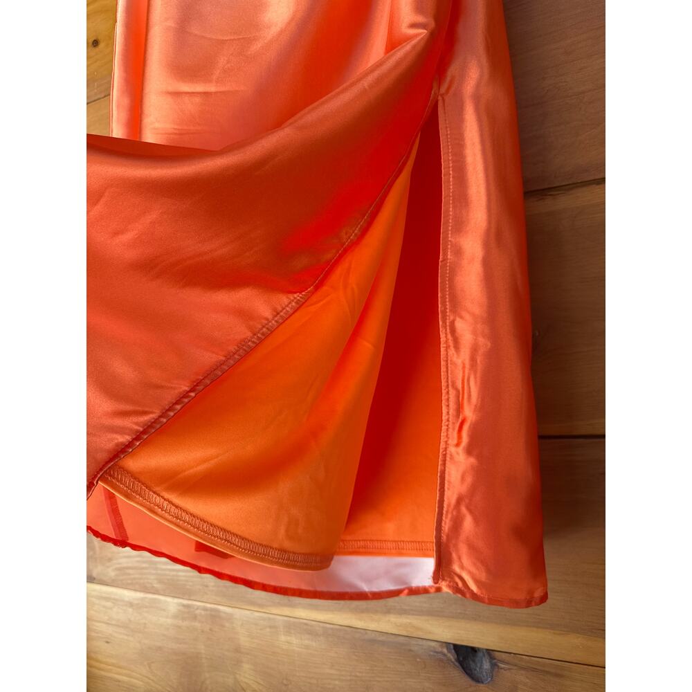 NWT Lulus Indescribable Poise Peach Ombre Satin Strapless Midi Dress Banquet M - Picture 4 of 7